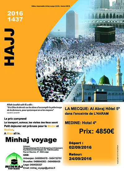 Minhaj Voyages - Pèlerinage Hajj et Omra - Mècque et Médine - Belgique
